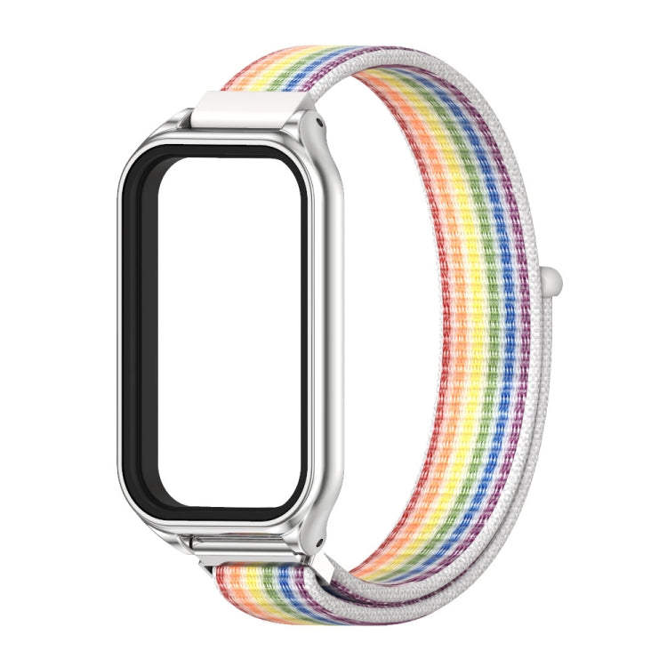 For Xiaomi Smart Band 8 Active / Redmi Band 2 Mijobs Metal Shell Breathable Nylon Loop Watch Band(Colorful Silver) - Watch Bands by MIJOBS | Online Shopping South Africa | PMC TechLife | Buy Now Pay Later Mobicred