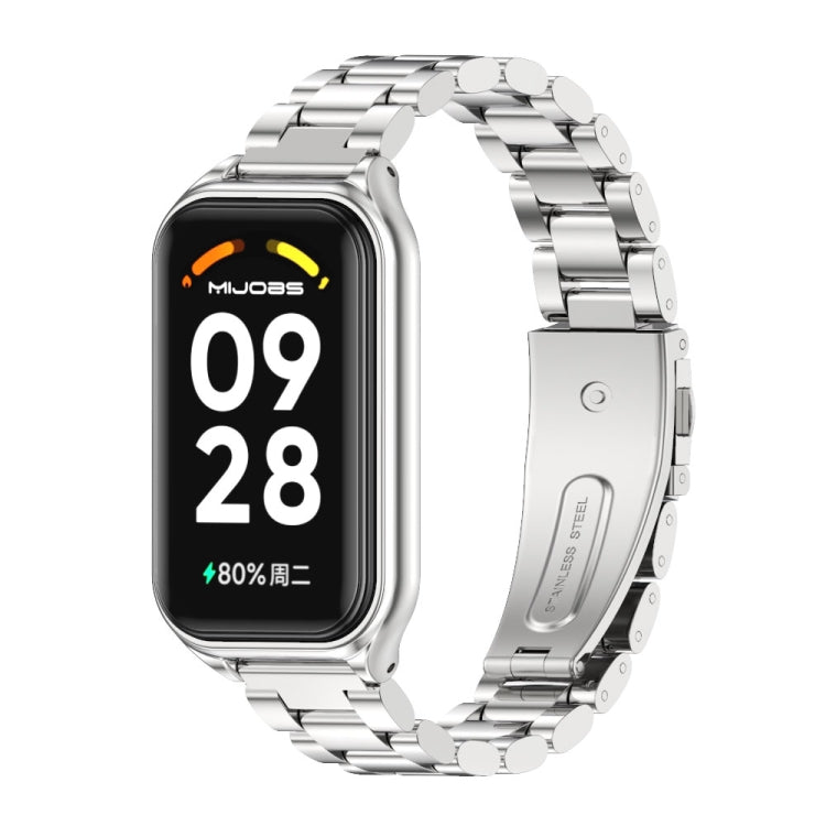 For Xiaomi Smart Band 8 Active / Redmi Band 2 Mijobs Metal Shell + Three-Bead Stainless Steel Watch Band(Silver) - free shipping - PMC TechLife - Order now!