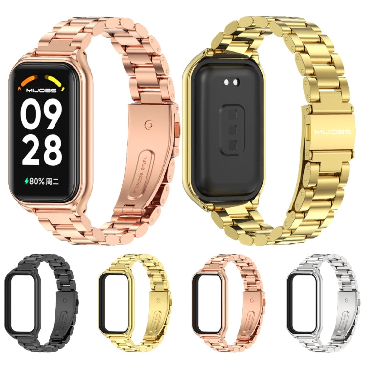 For Xiaomi Smart Band 8 Active / Redmi Band 2 Mijobs Metal Shell + Three-Bead Stainless Steel Watch Band(Silver) - free shipping - PMC TechLife - Order now!