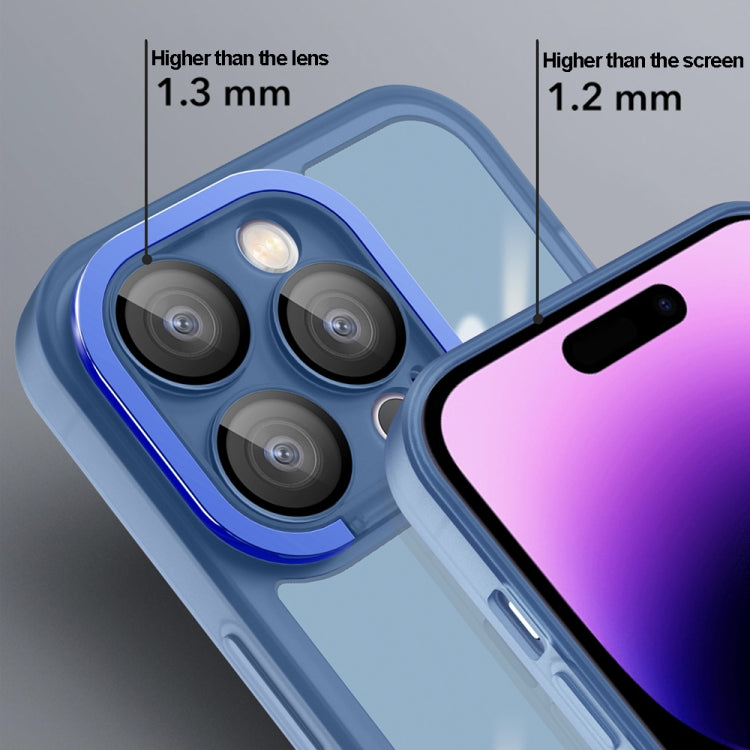 For iPhone 14 Pro Max Invisible Lens Bracket Matte Transparent Phone Case(Royal Blue) - iPhone 14 Pro Max Cases by PMC TechLife | Online Shopping South Africa | PMC TechLife