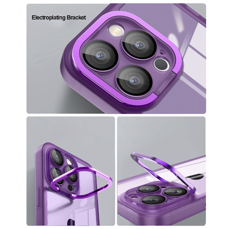 For iPhone 12 Pro Max Invisible Lens Bracket Matte Transparent Phone Case(Black) - iPhone 12 Pro Max Cases by PMC TechLife | Online Shopping South Africa | PMC TechLife