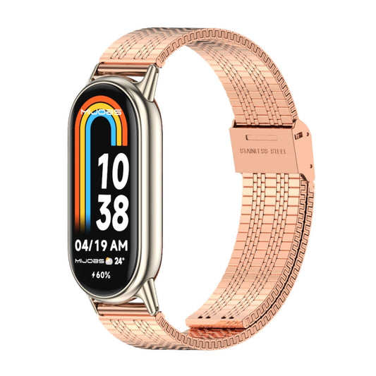 For Xiaomi Mi Band 8 Mijobs Stainless Steel Replacement Watch Band(Rose Gold+Light Gold) -  by MIJOBS | Online Shopping South Africa | PMC Jewellery