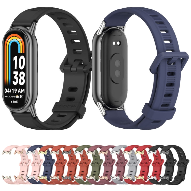 For Xiaomi Mi Band 8 Mijobs Flat Hole Breathable Silicone Watch Band(Orange+Light Gold) -  by MIJOBS | Online Shopping South Africa | PMC Jewellery