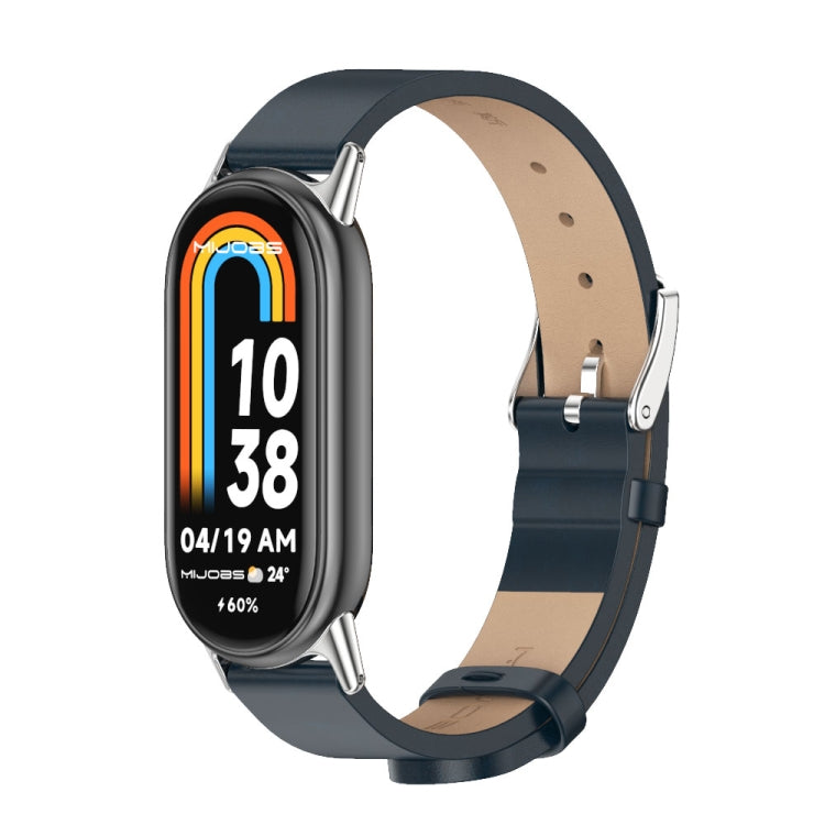 For Xiaomi Mi Band 8 / 9 / 9 NFC Mijobs Microfiber PU Leather Watch Band(Blue Silver) - Watch Bands by MIJOBS | Online Shopping South Africa | PMC TechLife | Buy Now Pay Later Mobicred