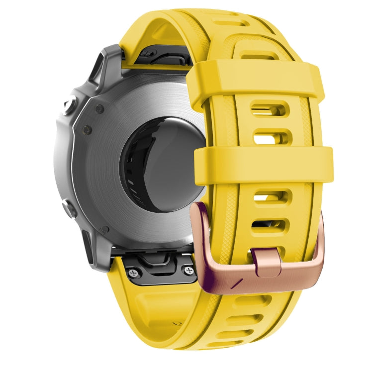 For Garmin Fenix 7S / 6S Pro / 5S Plus 20mm Rose Gold Buckle Silicone Watch Band(Yellow) - Watch Bands by PMC Jewellery | Online Shopping South Africa | PMC Jewellery