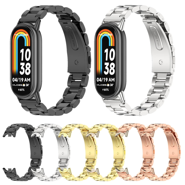 For Xiaomi Mi Band 8 Mijobs Three Bead Stainless Steel Watch Band(Rose Gold+Light Gold) -  by MIJOBS | Online Shopping South Africa | PMC Jewellery