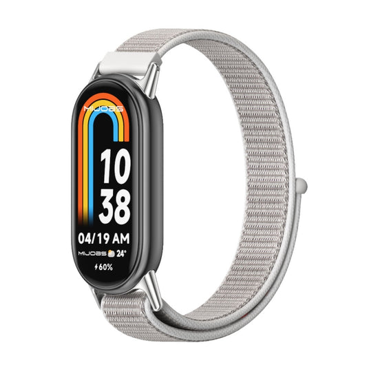 For Xiaomi Mi Band 8 Mijobs Breathable Nylon Loop Watch Band(Sea Shell Silver) -  by MIJOBS | Online Shopping South Africa | PMC Jewellery
