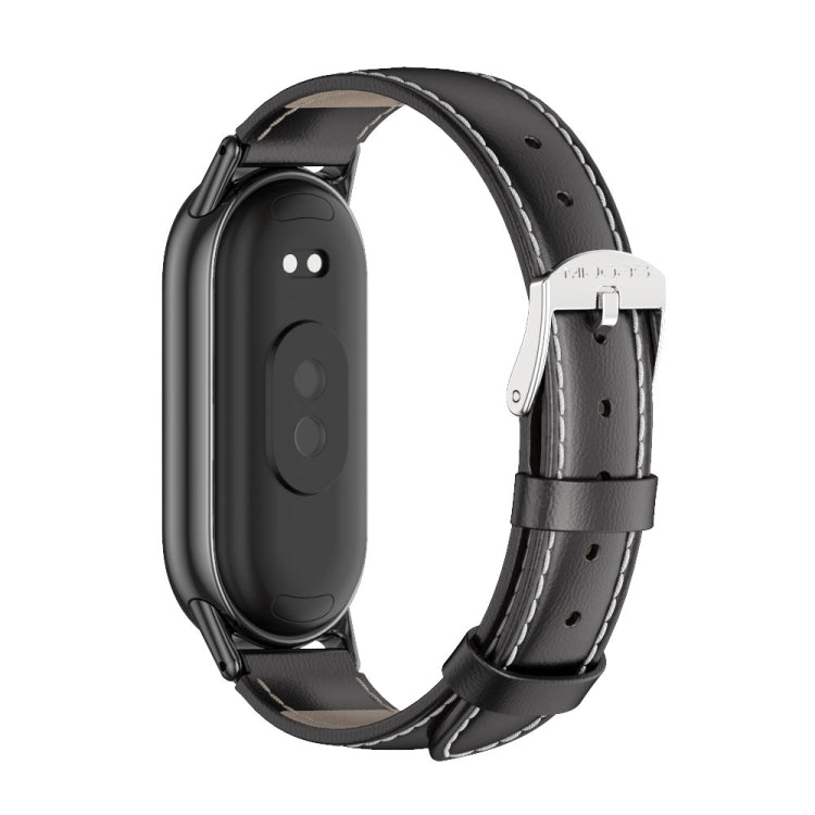 For Xiaomi Mi Band 8 Mijobs Genuine Leather Watch Band(Black) -  by MIJOBS | Online Shopping South Africa | PMC Jewellery