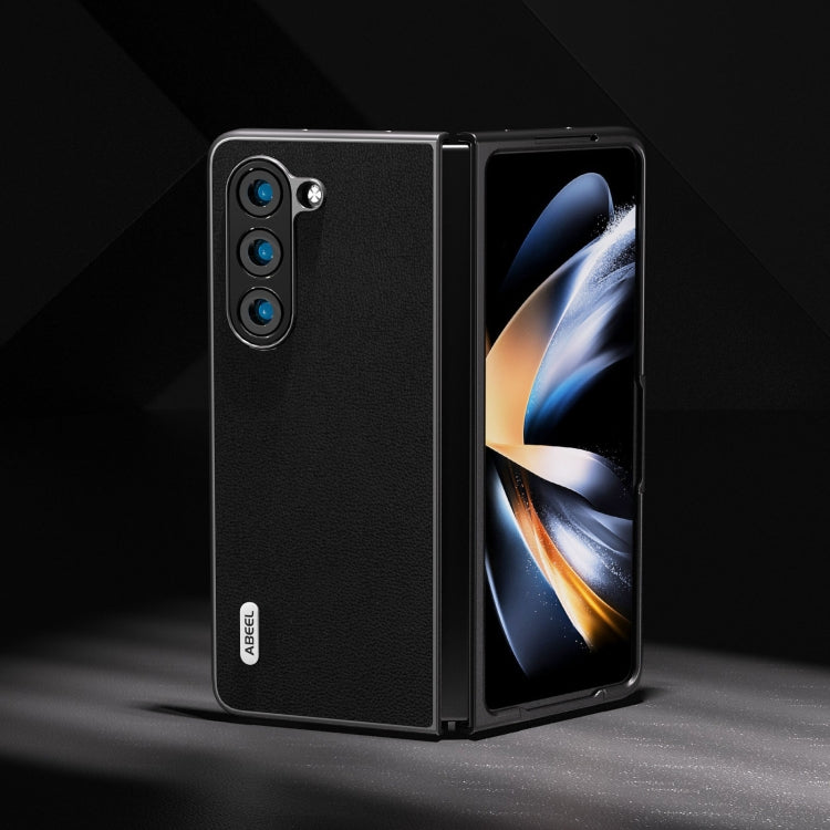 For Samsung Galaxy Z Fold5 ABEEL Genuine Leather Luolai Series Phone Case(Black) - free shipping - PMC TechLife - Order now!