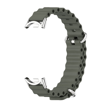 For Xiaomi Mi Band 8 Mijobs Marine Silicone Breathable Watch Band(Khaki Green Silver) -  by MIJOBS | Online Shopping South Africa | PMC Jewellery
