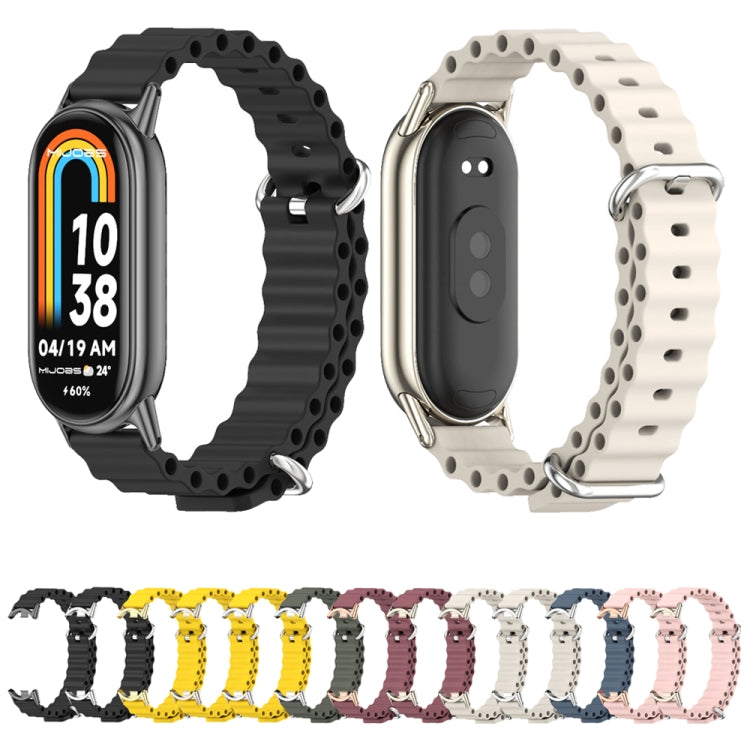 For Xiaomi Mi Band 8 Mijobs Marine Silicone Breathable Watch Band(Yellow Silver) -  by MIJOBS | Online Shopping South Africa | PMC Jewellery
