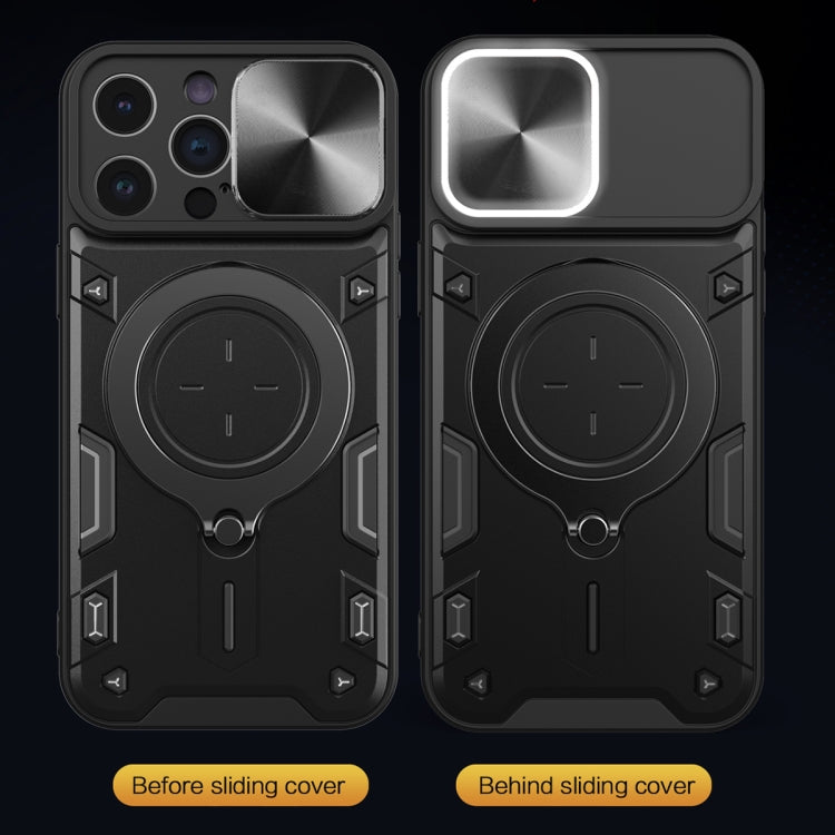 For iPhone 14 Pro Max CD Texture Sliding Camshield Magnetic Holder Phone Case(Black) - free shipping - PMC TechLife - Order now!