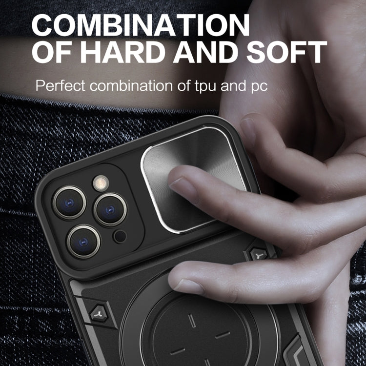 For iPhone 12 Pro CD Texture Sliding Camshield Magnetic Holder Phone Case(Black) - free shipping - PMC TechLife - Order now!