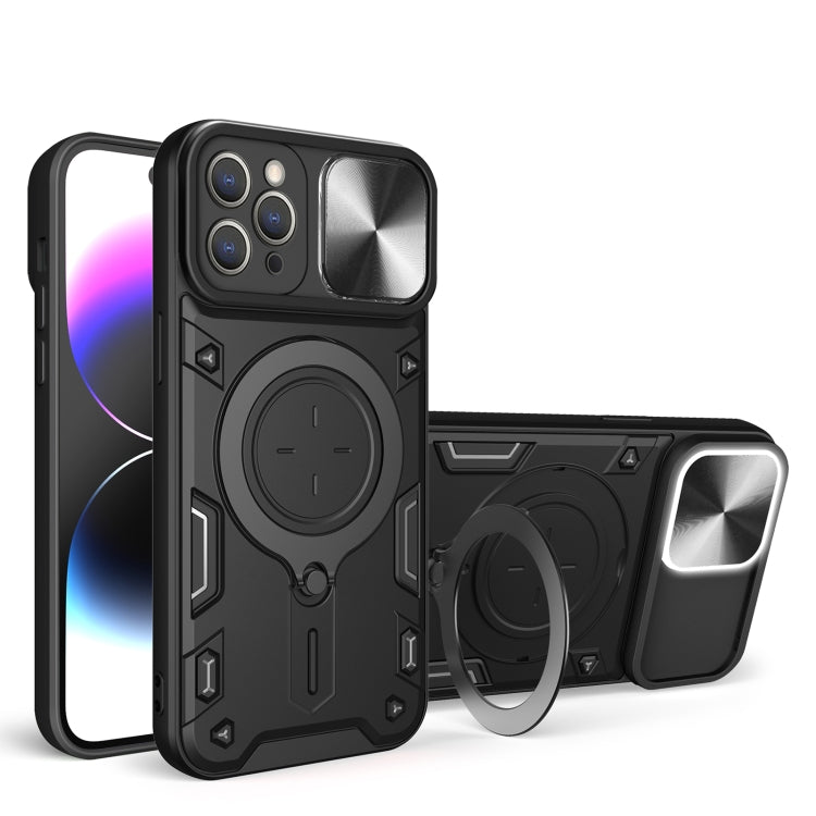 For iPhone 11 Pro CD Texture Sliding Camshield Magnetic Holder Phone Case(Black) - free shipping - PMC TechLife - Order now!