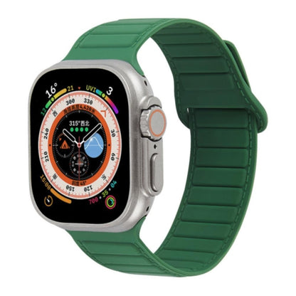 For Apple Watch 7 45mm Loop Magnetic Silicone Watch Band(Green) - Watch Bands by PMC Jewellery | Online Shopping South Africa | PMC Jewellery