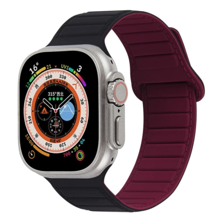 For Apple Watch 4 40mm Loop Magnetic Silicone Watch Band(Black Wine Red) - Watch Bands by PMC TechLife | Online Shopping South Africa | PMC TechLife