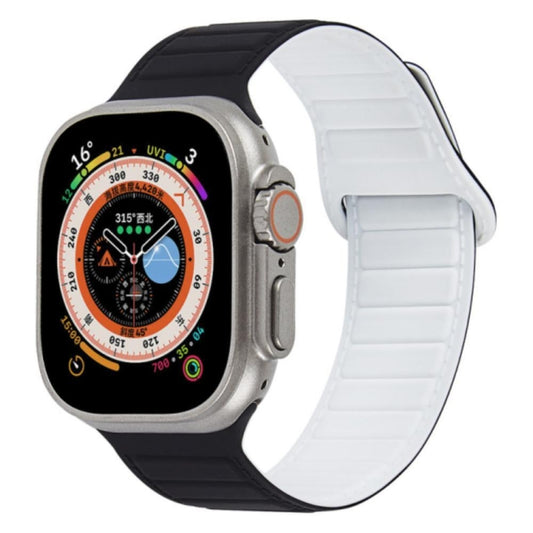 For Apple Watch 2 42mm Loop Magnetic Silicone Watch Band(Black White) - Watch Bands by PMC Jewellery | Online Shopping South Africa | PMC Jewellery