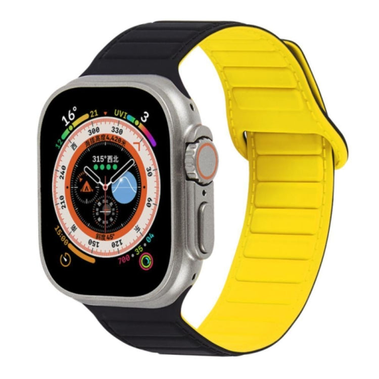 For Apple Watch 2 42mm Loop Magnetic Silicone Watch Band(Black Yellow) - Watch Bands by PMC Jewellery | Online Shopping South Africa | PMC Jewellery