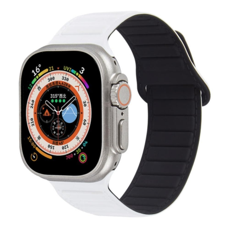 For Apple Watch 38mm Loop Magnetic Silicone Watch Band(White Black) - Watch Bands by PMC Jewellery | Online Shopping South Africa | PMC Jewellery