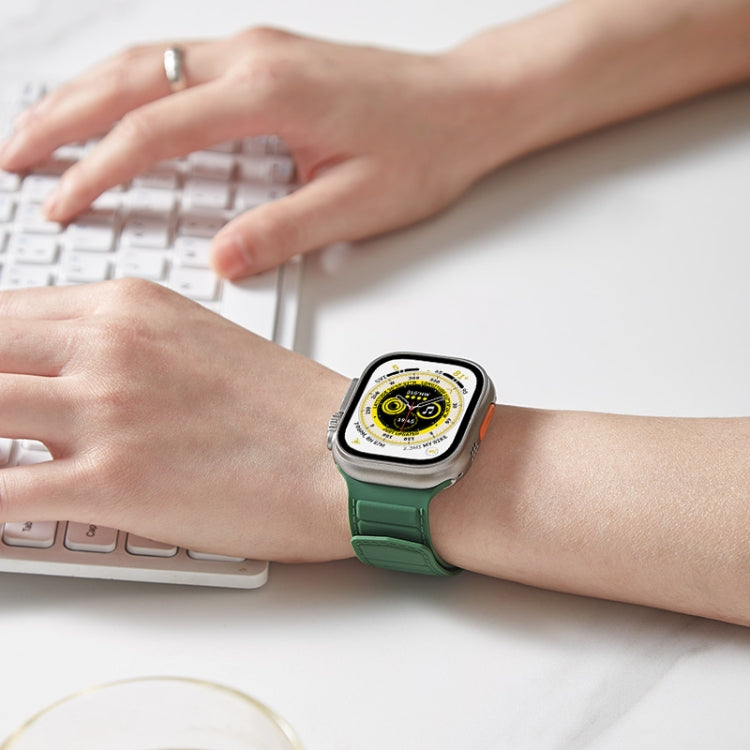 For Apple Watch 6 44mm Loop Magnetic Silicone Watch Band(Black Yellow) - Watch Bands by PMC TechLife | Online Shopping South Africa | PMC TechLife
