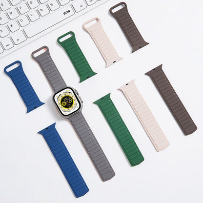 For Apple Watch 2 38mm Loop Magnetic Silicone Watch Band(White Black) - Watch Bands by PMC Jewellery | Online Shopping South Africa | PMC Jewellery