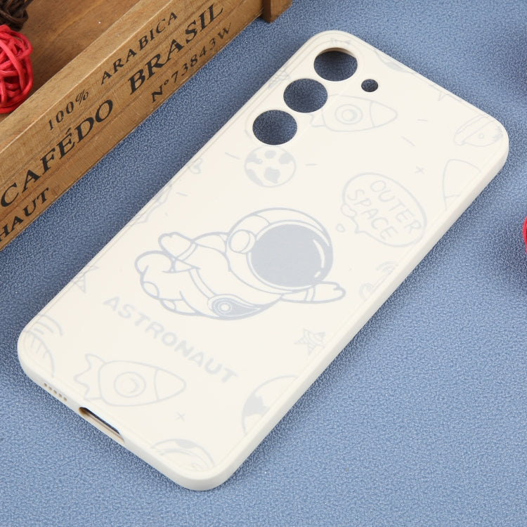 For Samsung Galaxy S10 Astronaut Pattern Silicone Straight Edge Phone Case(Flying Astronaut-White) - free shipping - PMC TechLife - Order now!