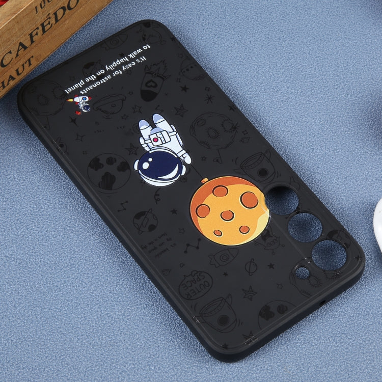 For Samsung Galaxy A51 Astronaut Pattern Silicone Straight Edge Phone Case(Planet Landing-Black) - free shipping - PMC TechLife - Order now!