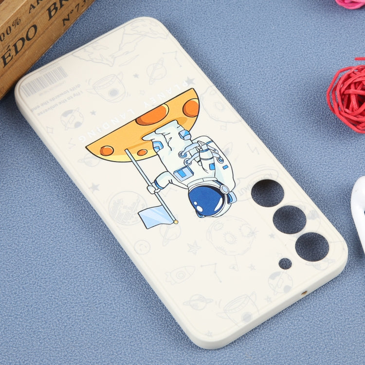 For Samsung Galaxy A50 Astronaut Pattern Silicone Straight Edge Phone Case(Planet Landing-White) - free shipping - PMC TechLife - Order now!