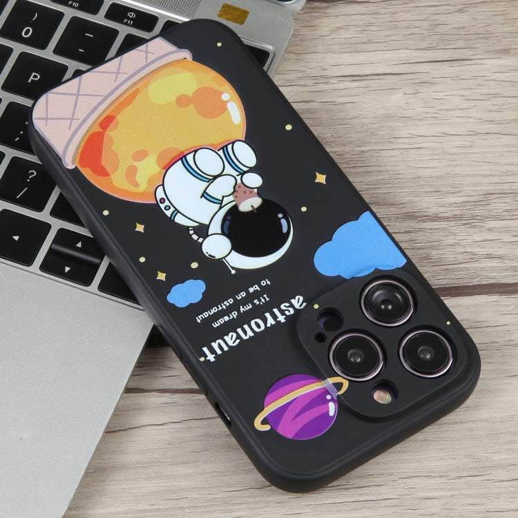 For iPhone SE 2022 / SE 2020 / 8 / 7 Milk Tea Astronaut Pattern Liquid Silicone Phone Case(Ivory Black) - iPhone SE 2022 / 2020 / 8 / 7 Cases by PMC Jewellery | Online Shopping South Africa | PMC Jewellery