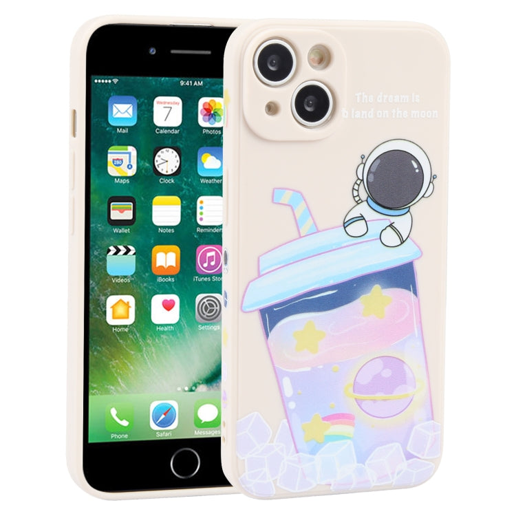 For iPhone 8 Plus / 7 Plus Milk Tea Astronaut Pattern Liquid Silicone Phone Case(Ivory White) - free shipping - PMC TechLife - Order now!