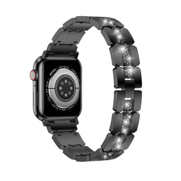 Diamond Metal Watch Band For Apple Watch 8 41mm(Black) - Watch Bands by PMC Jewellery | Online Shopping South Africa | PMC Jewellery