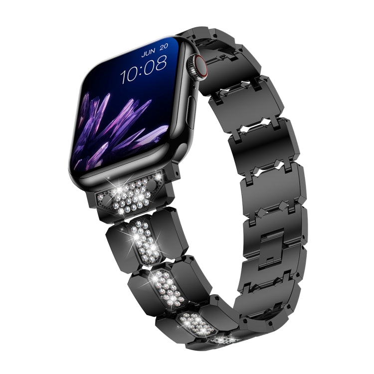 Diamond Metal Watch Band For Apple Watch SE 2022 44mm(Black) - Watch Bands by PMC Jewellery | Online Shopping South Africa | PMC Jewellery