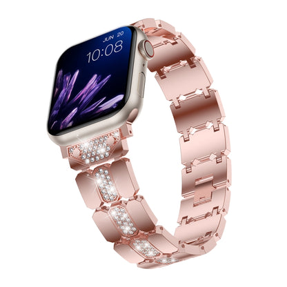 Diamond Metal Watch Band For Apple Watch SE 40mm(Pink) - Watch Bands by PMC Jewellery | Online Shopping South Africa | PMC Jewellery