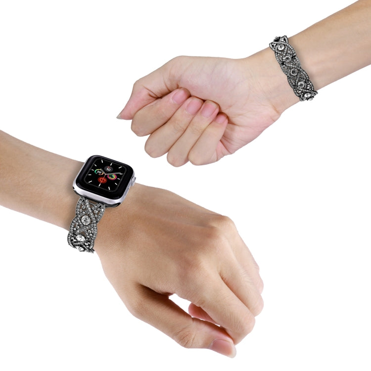 Diamonds Twist Metal Watch Band For Apple Watch SE 40mm(Black) - Watch Bands by PMC TechLife | Online Shopping South Africa | PMC TechLife