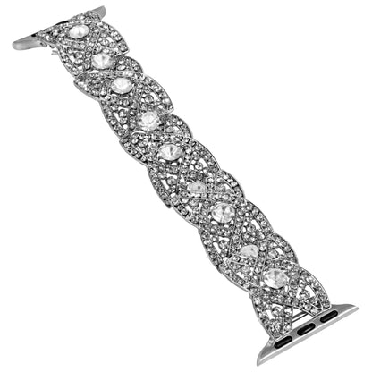 Diamonds Twist Metal Watch Band For Apple Watch 38mm(Silver) - Watch Bands by PMC Jewellery | Online Shopping South Africa | PMC Jewellery