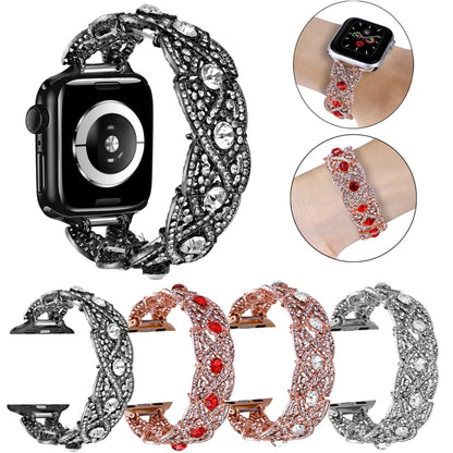 Diamonds Twist Metal Watch Band For Apple Watch 6 44mm(Black) - Watch Bands by PMC Jewellery | Online Shopping South Africa | PMC Jewellery