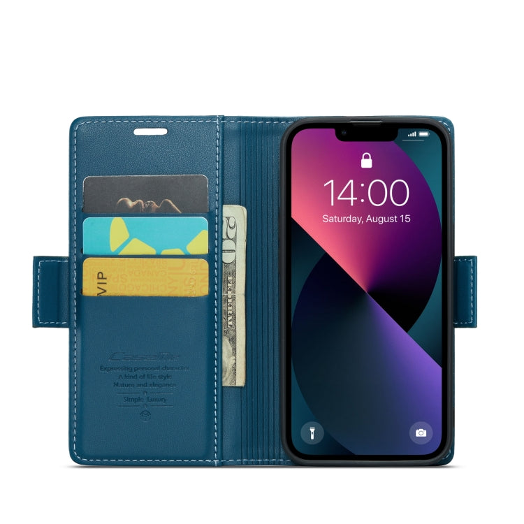 For iPhone 14 Plus CaseMe 023 Butterfly Buckle Litchi Texture RFID Anti-theft Leather Phone Case(Blue) - iPhone 14 Plus Cases by CaseMe | Online Shopping South Africa | PMC Jewellery