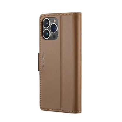 For iPhone 14 Pro Max CaseMe 023 Butterfly Buckle Litchi Texture RFID Anti-theft Leather Phone Case(Brown) - iPhone 14 Pro Max Cases by CaseMe | Online Shopping South Africa | PMC Jewellery