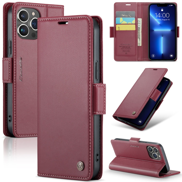 For iPhone 13 Pro CaseMe 023 Butterfly Buckle Litchi Texture RFID Anti-theft Leather Phone Case(Wine Red) - iPhone 13 Pro Cases by CaseMe | Online Shopping South Africa | PMC Jewellery