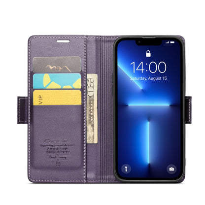 For iPhone 13 Pro CaseMe 023 Butterfly Buckle Litchi Texture RFID Anti-theft Leather Phone Case(Pearly Purple) - iPhone 13 Pro Cases by CaseMe | Online Shopping South Africa | PMC Jewellery