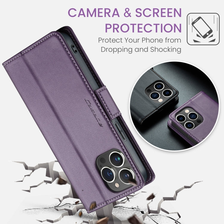 For iPhone 13 Pro CaseMe 023 Butterfly Buckle Litchi Texture RFID Anti-theft Leather Phone Case(Pearly Purple) - iPhone 13 Pro Cases by CaseMe | Online Shopping South Africa | PMC Jewellery