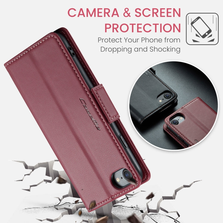 For iPhone SE 2022/SE 2020/6/7/8 CaseMe 023 Butterfly Buckle Litchi Texture RFID Anti-theft Leather Phone Case(Wine Red) - More iPhone Cases by CaseMe | Online Shopping South Africa | PMC Jewellery