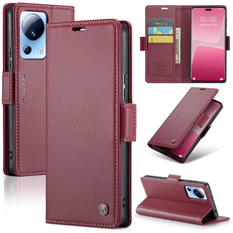 For Xiaomi 13 Lite CaseMe 023 Butterfly Buckle Litchi Texture RFID Anti-theft Leather Phone Case(Wine Red) - Xiaomi Cases by CaseMe | Online Shopping South Africa | PMC Jewellery | Buy Now Pay Later Mobicred