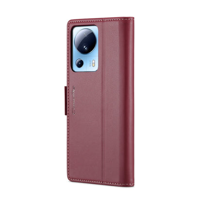 For Xiaomi 13 Lite CaseMe 023 Butterfly Buckle Litchi Texture RFID Anti-theft Leather Phone Case(Wine Red) - Xiaomi Cases by CaseMe | Online Shopping South Africa | PMC Jewellery | Buy Now Pay Later Mobicred