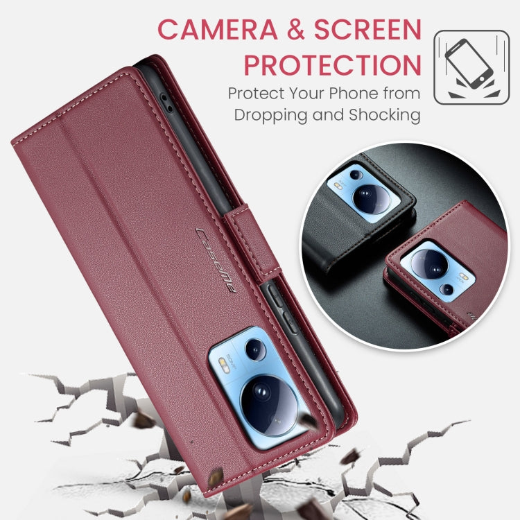 For Xiaomi 13 Lite CaseMe 023 Butterfly Buckle Litchi Texture RFID Anti-theft Leather Phone Case(Wine Red) - Xiaomi Cases by CaseMe | Online Shopping South Africa | PMC Jewellery | Buy Now Pay Later Mobicred