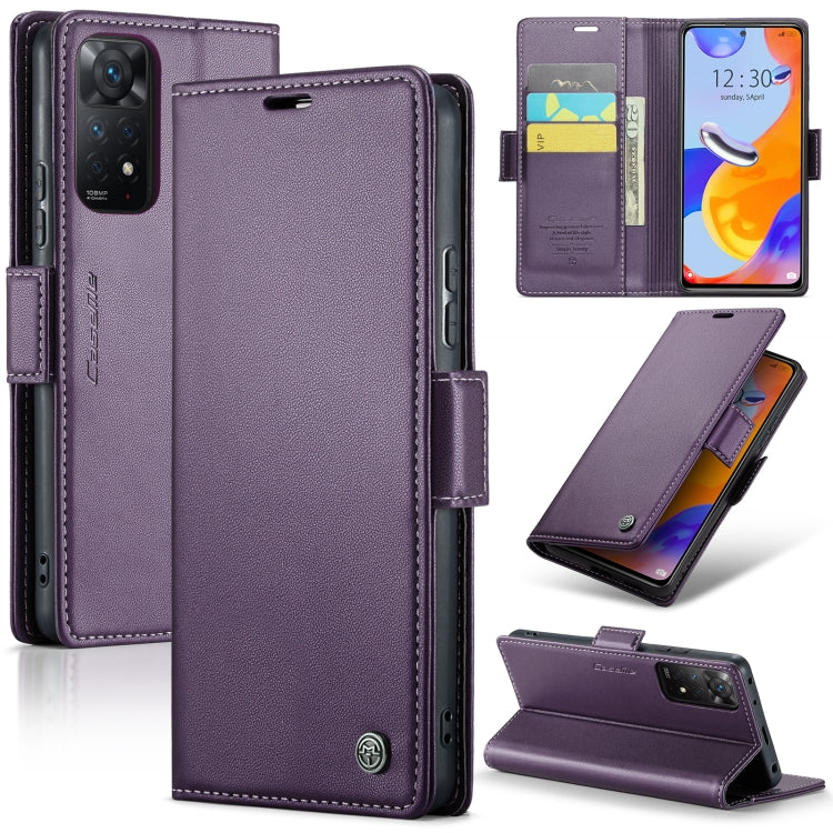 CaseMe 023 Butterfly Buckle Litchi Texture RFID Anti-theft Leather Phone Case For Xiaomi Redmi Note 11 Pro 5G Global/Redmi Note 11 Pro Global(Pearly Purple) - Redmi Note 11 Pro Case by CaseMe | Online Shopping South Africa | PMC Jewellery