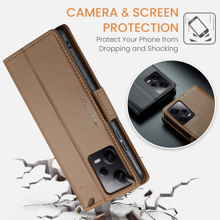 CaseMe 023 Butterfly Buckle Litchi Texture RFID Anti-theft Leather Phone Case For Xiaomi Poco X5 Pro 5G/Redmi Note 12 Pro 5G Global(Brown) - Xiaomi Cases by CaseMe | Online Shopping South Africa | PMC Jewellery