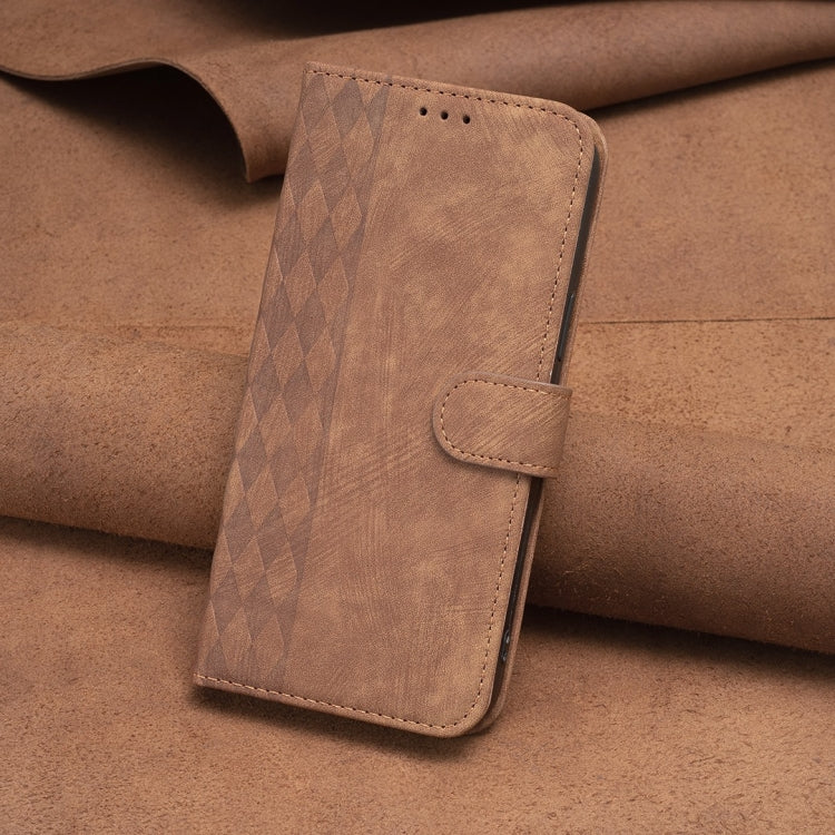 For Samsung Galaxy S21 5G Plaid Embossed Leather Phone Case(Brown) - free shipping - PMC TechLife - Order now!