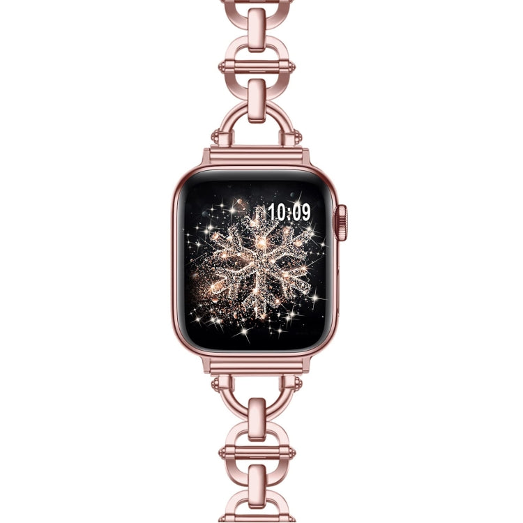 Ladder Buckle Metal Watch Band For Apple Watch 7 45mm(Pink) - Watch Bands by PMC Jewellery | Online Shopping South Africa | PMC Jewellery