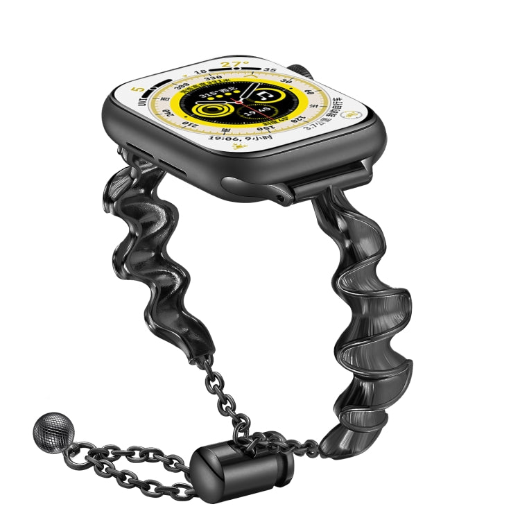 Ribbon Wave Metal Watch Band For Apple Watch 8 41mm(Black) - Watch Bands by PMC TechLife | Online Shopping South Africa | PMC TechLife